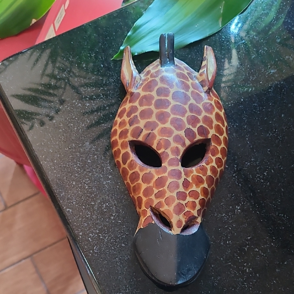 Giraffe Patterned Wooden Mask